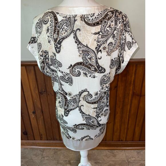 NWT Womens White House Black‎ Market Paisley Print Short Sleeve Tunic Blouse S - Picture 5 of 8